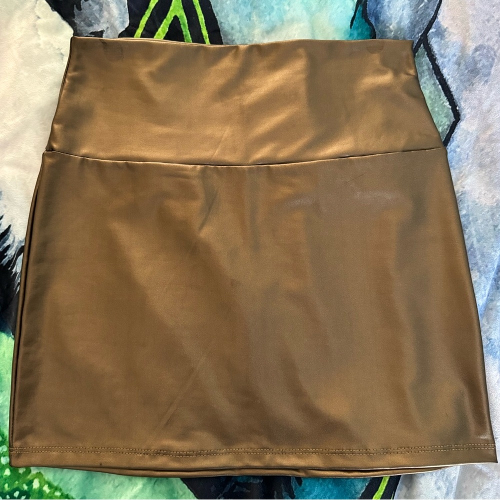 Bronze Gold Lame Mini Skirt Medium